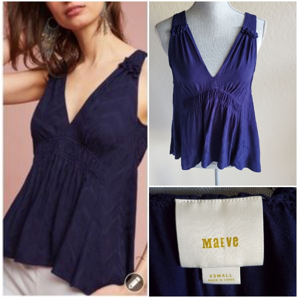 ⭐4/$20 Anthro Maeve Navy Sleeveless‎ Top XS